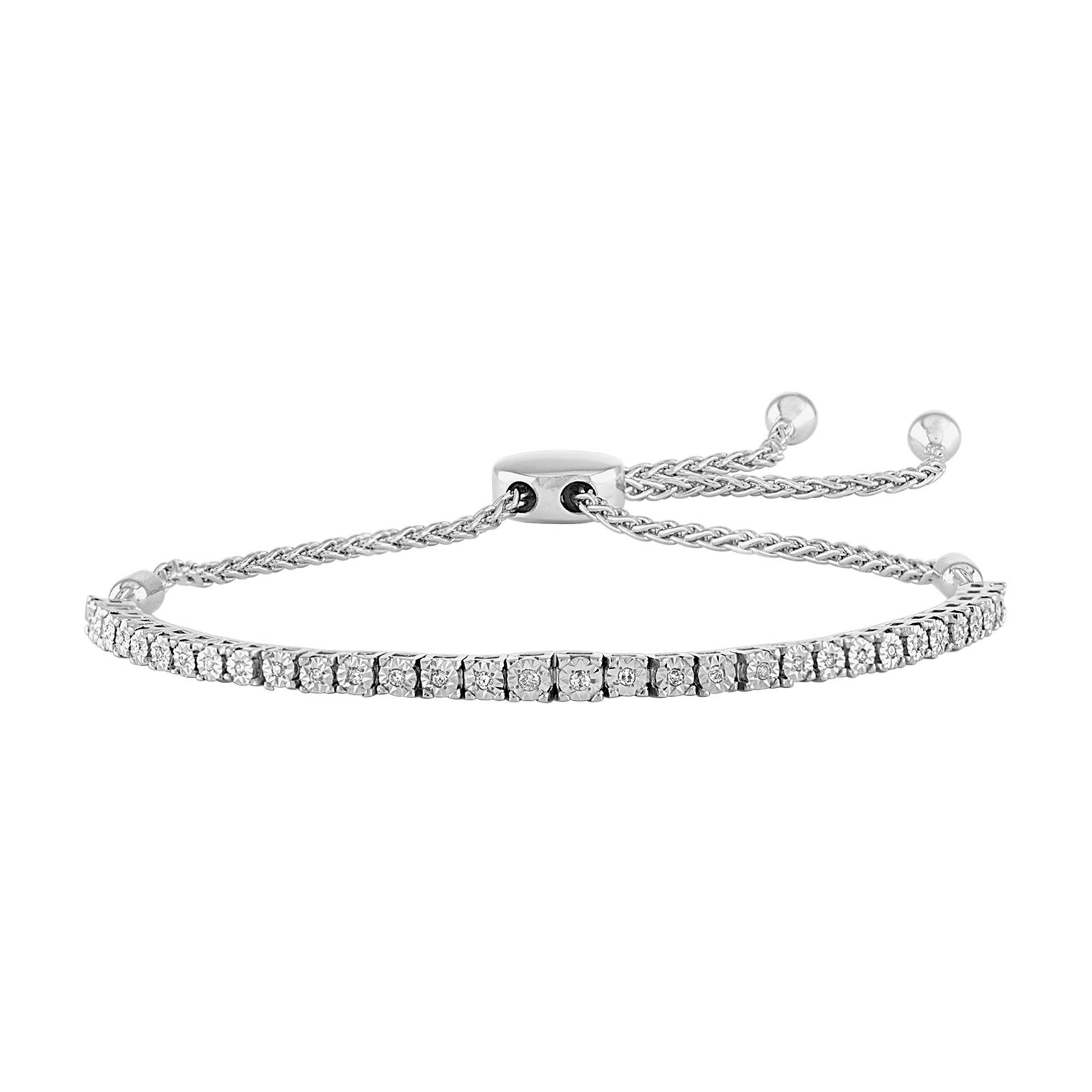 Sterling Silver 1/10 Carat T.W. Diamond Adjustable Bracelet, Women's, Size: 9"", White | Kohl's