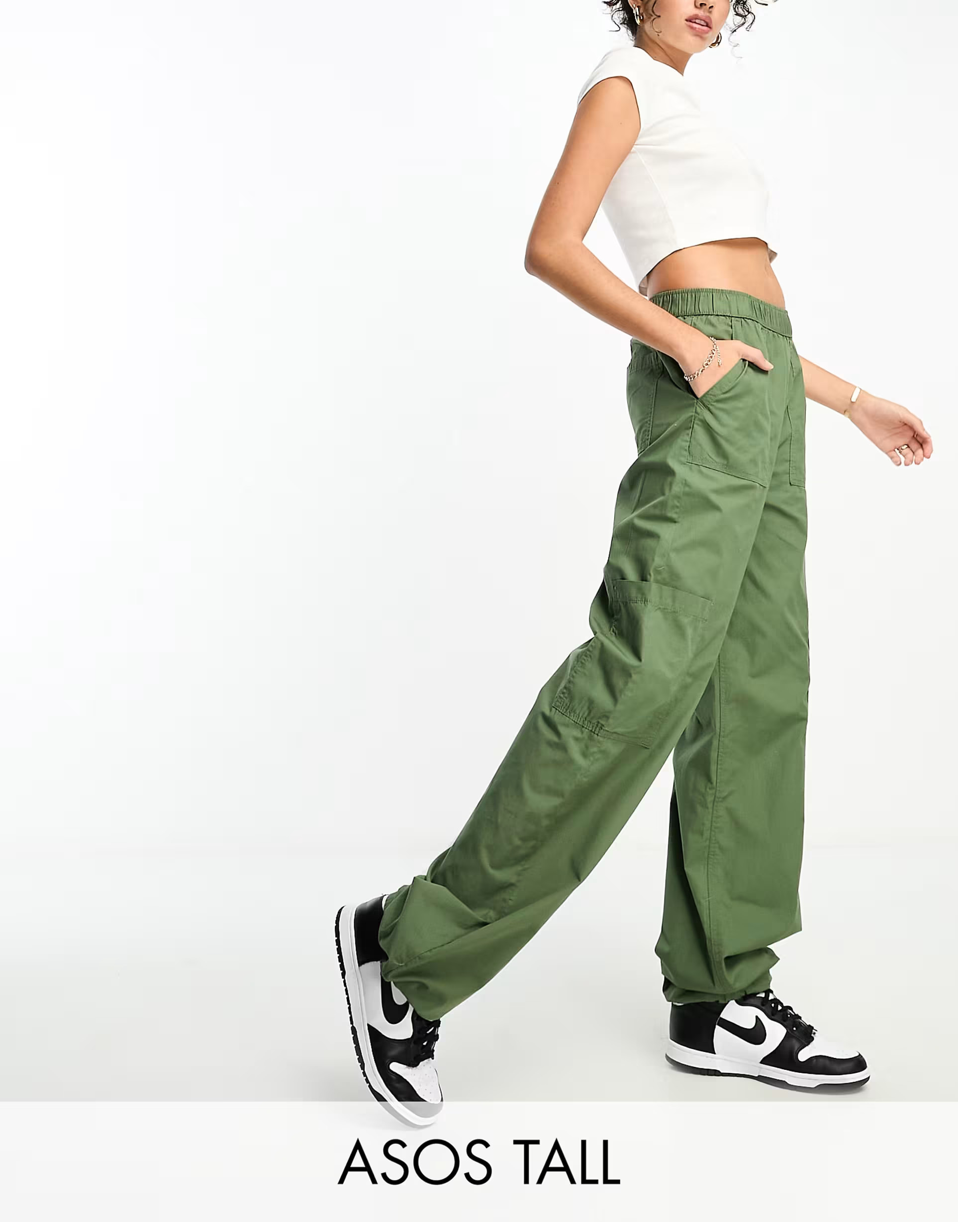 ASOS DESIGN Tall clean pull on cargo pants in khaki | ASOS (Global)