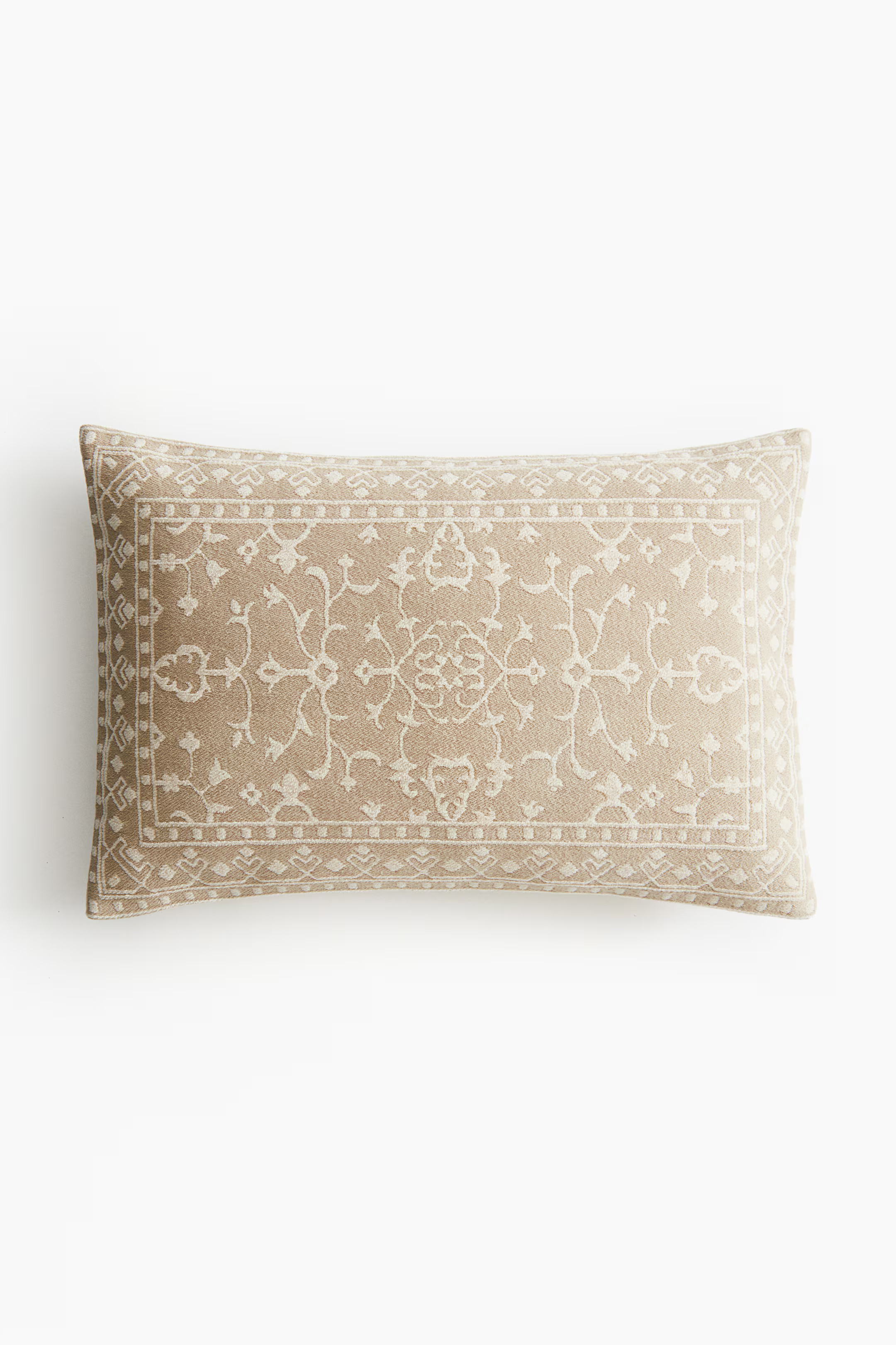 Patterned Cotton Canvas Cushion Cover - Beige/patterned - Home All | H&M US | H&M (US + CA)