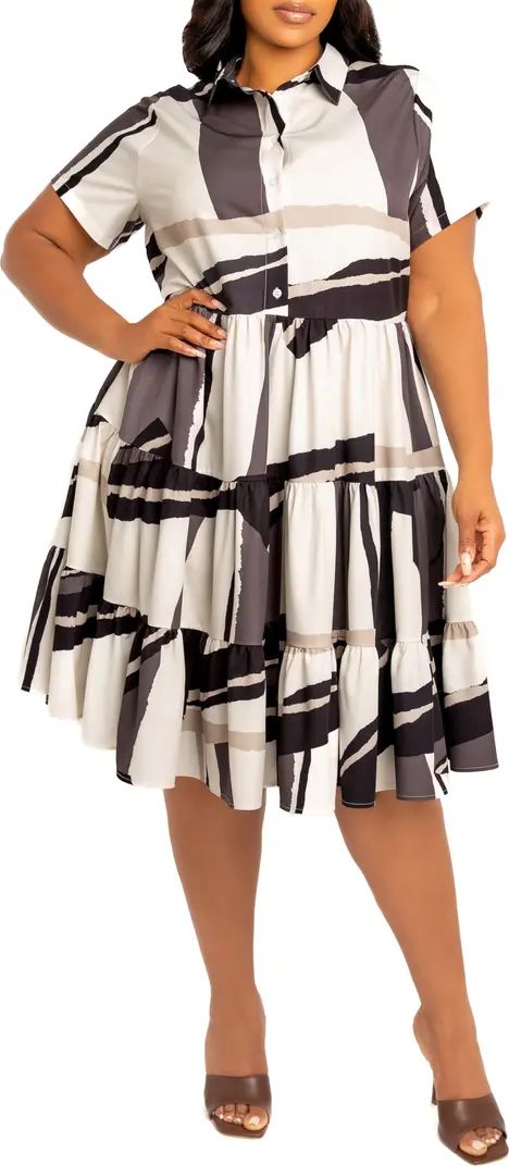 BUXOM COUTURE Print Tiered Shirtdress | Nordstrom | Nordstrom