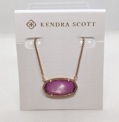 New Kendra Scott Delaney Pendant Necklace In Pink Blush Shell / Rose Gold | eBay US