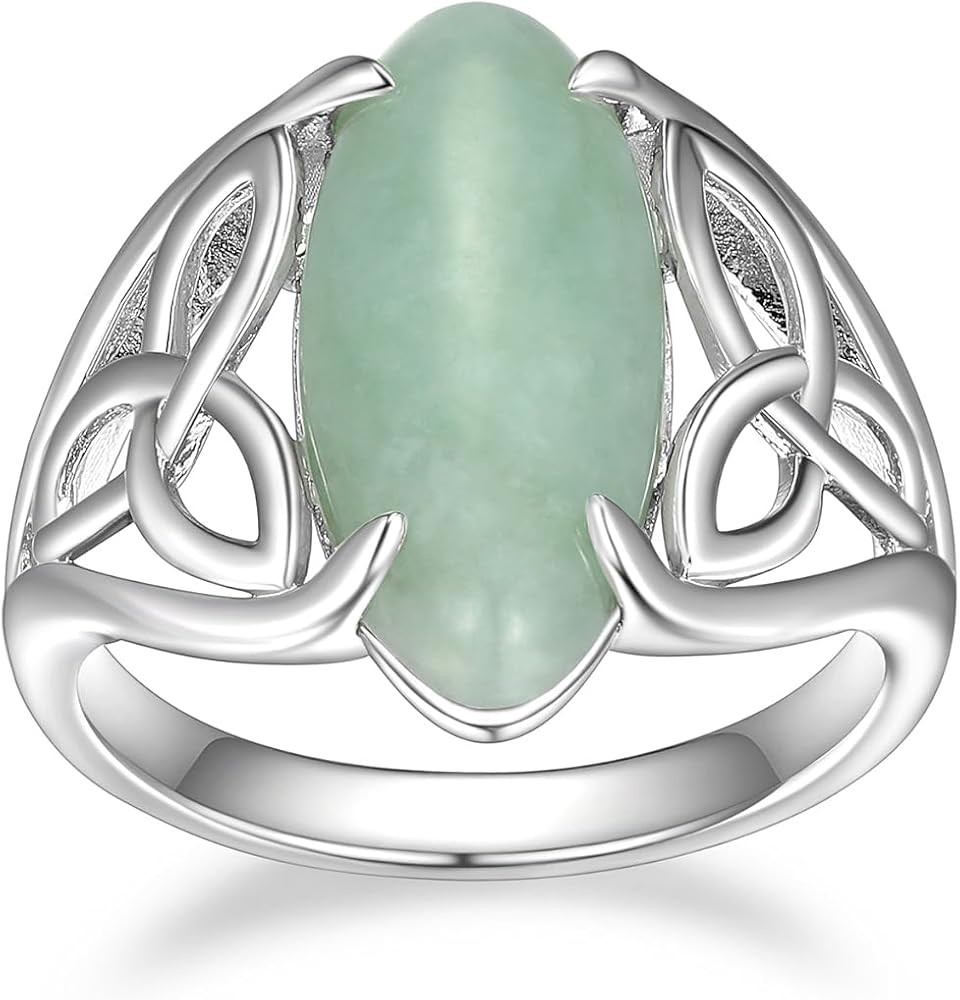 MORGAN & PAIGE .925 Sterling Silver Genuine Green Jade Celtic or Trinity Knot Band Statement Ring... | Amazon (US)