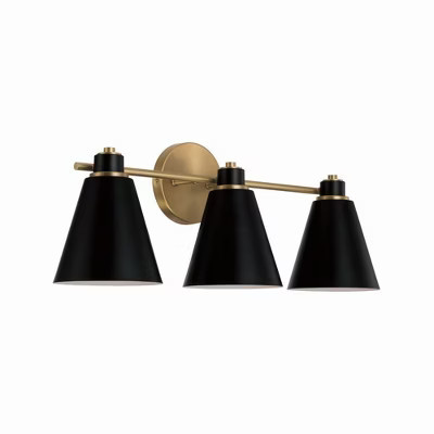 Capital Lighting Bradley 3 - Light Vanity in Aged Brass/Black | Target