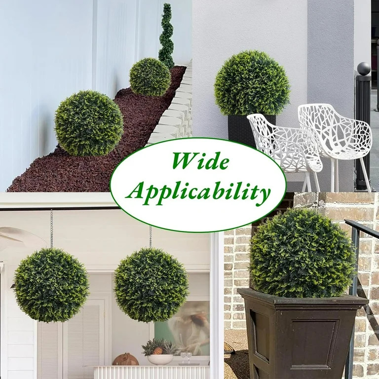 Acekid Set of 2 Artificial Cedar Topiary Plant Balls, 24.8 Inch Faux Greenery Hanging Balls for H... | Walmart (US)