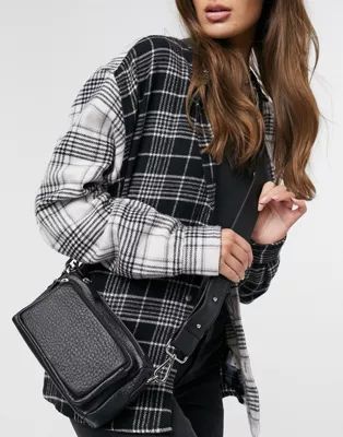 ASOS DESIGN leather camera bag with front pocket in black | ASOS (Global)