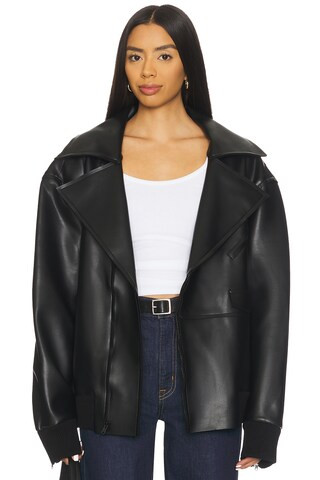 Norma Kamali Oversized Moto Jacket in Black from Revolve.com | Revolve Clothing (Global)