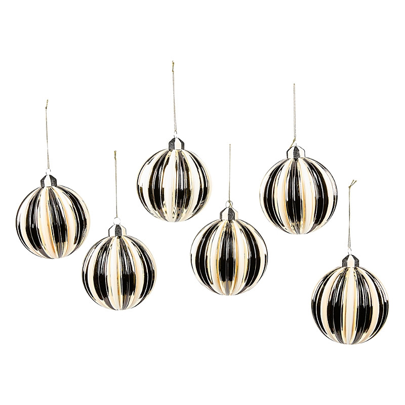 MacKenzie-Childs Courtly Noel Stripe Glass Ball Ornaments, Set of 6 | Bloomingdale's (US)