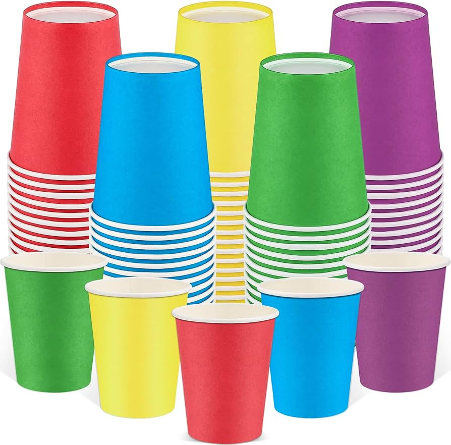100 Pack Rainbow Paper Cups 9oz Colored Party Cup Disposable Paper Cups Bulk, Drinking Cup for Bi... | Amazon (US)
