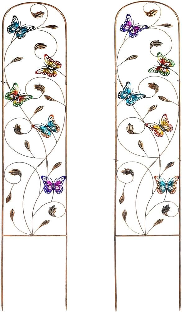 SUNNYPARK Set of 2 Butterfly Metal Garden Trellis for Climbing Plants, Decorative Vegetables Flow... | Amazon (US)