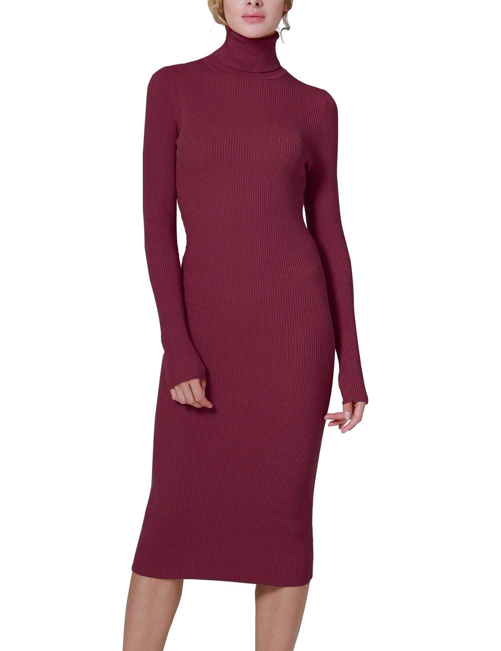 ninovino Women's Turtleneck Ribbed Knit Long Sleeve Slim Fit Sweater Dress | Amazon (US)