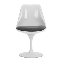 Tulip Side Chair - Fiberglass Cashmere-Granite Dark Grey / Fiberglass-Glossy White | Eternity Modern