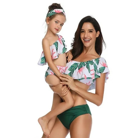 Styles I Love Family Matching Floral Leaf Printed Bikini Swimsuit Pool Water Game Swimwear Beach Bat | Walmart (US)