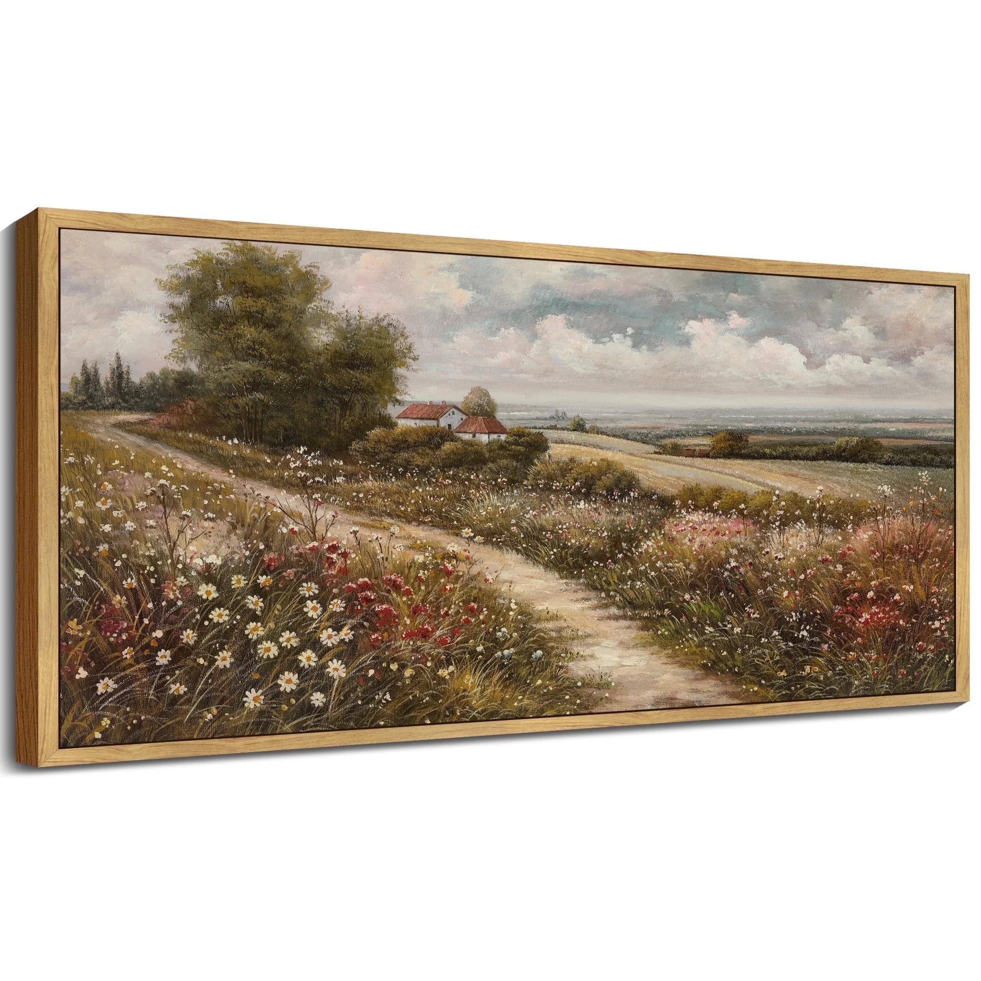 Drsoum 20x40in Natural Framed Vintage Rural wildflowers Wall Art Classic Retro rustic Landscape Wall Prints Hallways Dining Rooms Bedroom Living Rooms Decor | Walmart (US)