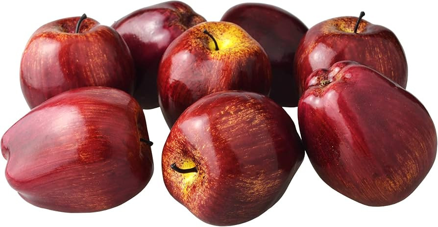 Fake Dark Red Apple Simulation Artificial Lifelike Plastic Red Delicious Apples Set Fake Fruit fo... | Amazon (US)