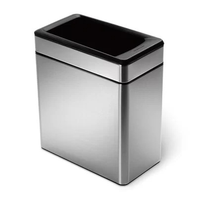 simplehuman 10 Liter / 2.6 Gallon Profile Open Trash Can, Brushed Stainless Steel | Wayfair North America