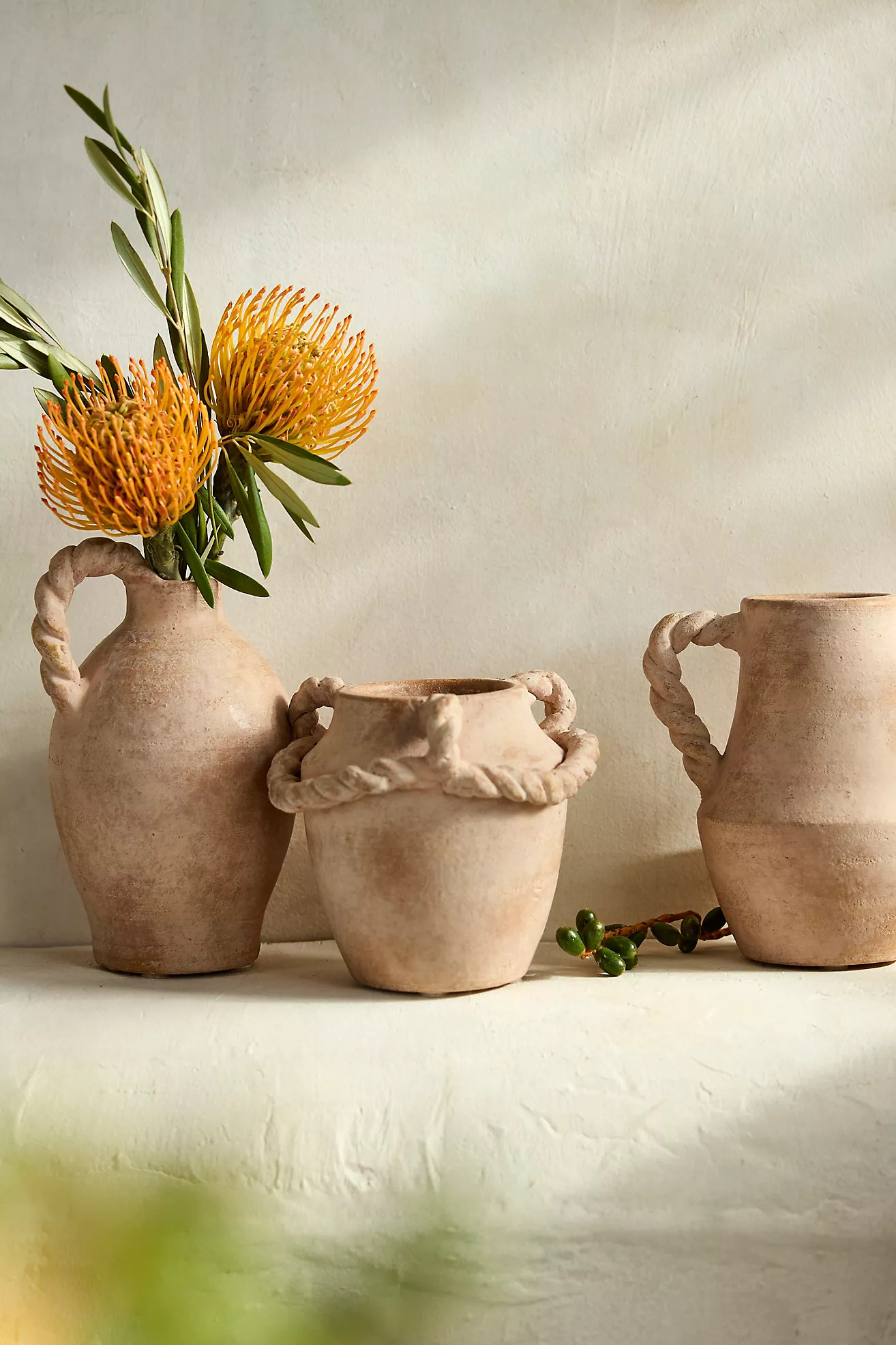 Braided Handle Terracotta Vase | Terrain