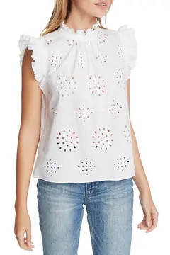 Eyelet Flutter Sleeve Top | Nordstrom