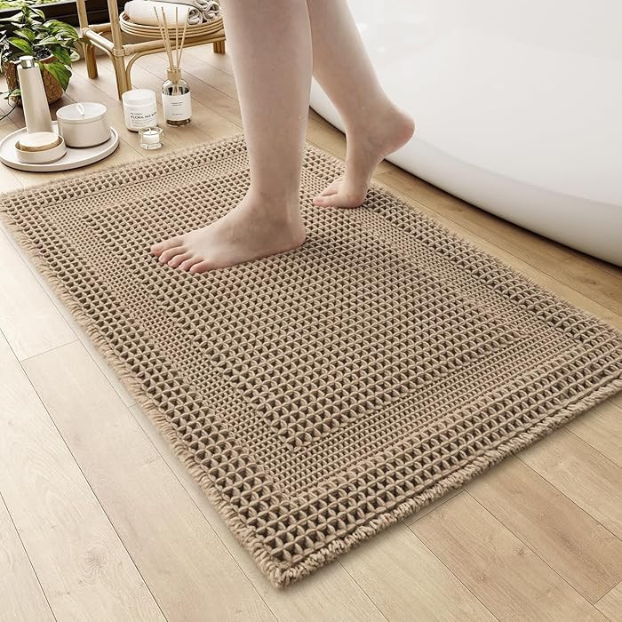 AMOAMI Waffle Bath-Mat, Absorbent Bath Mats for Bathroom Non Slip, Machine Washable Bathroom Rugs... | Amazon (US)