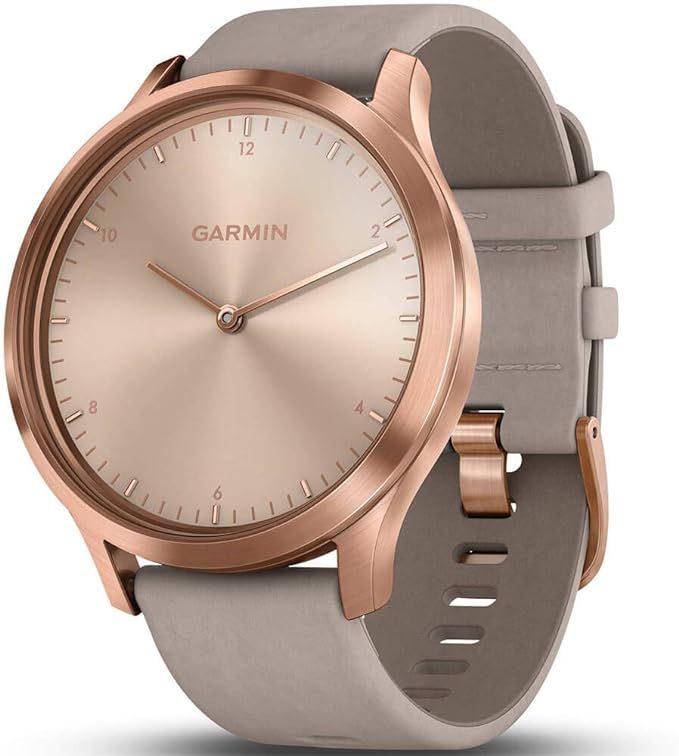 Garmin Vívomove HR, Hybrid Smartwatch for Men and Women, Rose Gold w/ Suede Band | Amazon (US)