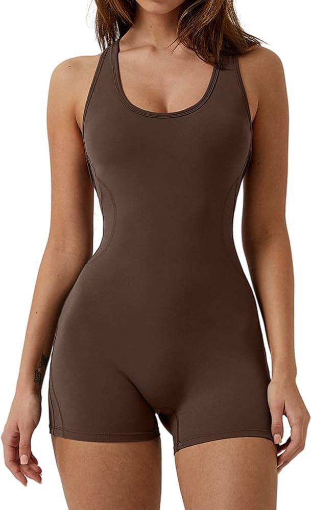 Meyeeka Stretchy Womens Jumpsuit Tummy Control One Piece Romper High Cut Jumpsuits with Chest Pad... | Amazon (US)