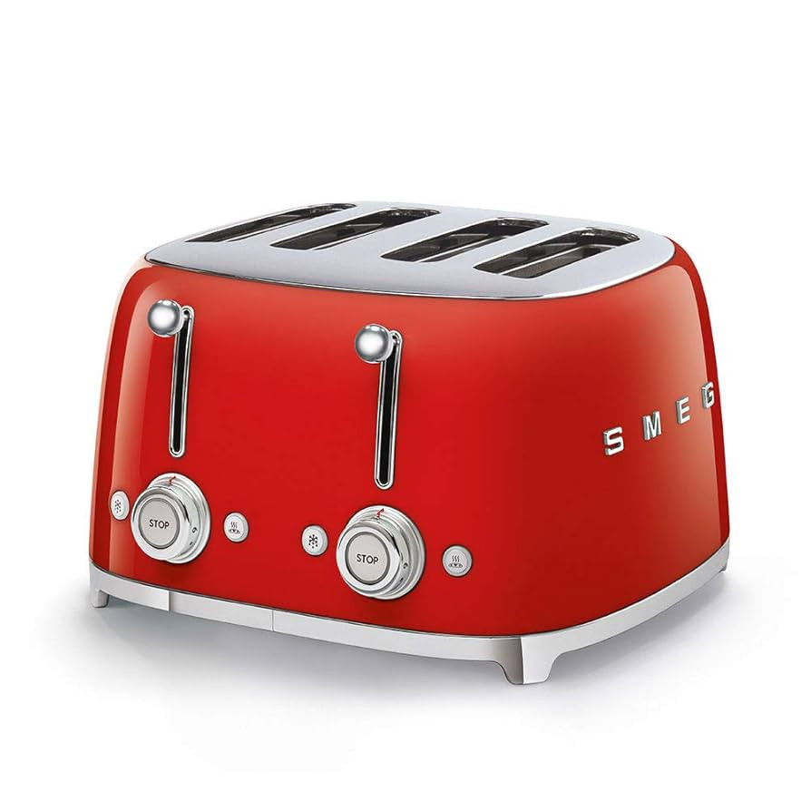 Smeg 50's Style Retro Aesthetic 4 Slice Toaster 6 Presets Extra Wide Slots Red TSF03RDUS | Amazon (US)
