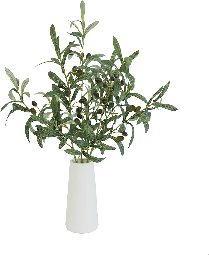 Artificial Olive Branch Greenery Plants,Fake Plants Green Faux Silk Leaves Fake Tree Branches Ste... | Amazon (US)