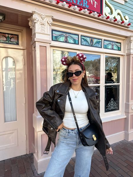 Disney outfit in February 💘. This leather jacket is under $100 and the perfect Brown oversized jacket 

#LTKstyletip #LTKfindsunder100 #LTKtravel