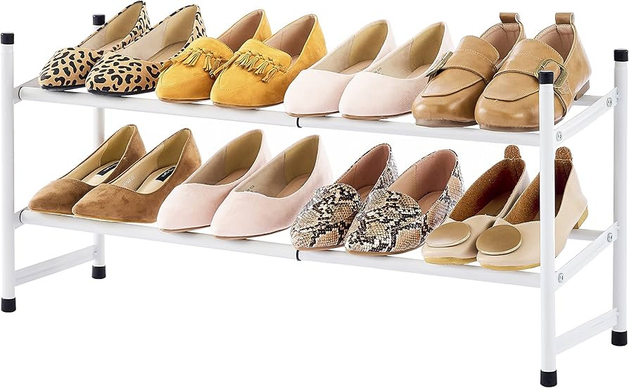 Tajsoon 2-Tier Stackable Shoe Rack Organizer, Expandable & Adjustable Metal Iron Shoes Storage fo... | Amazon (US)