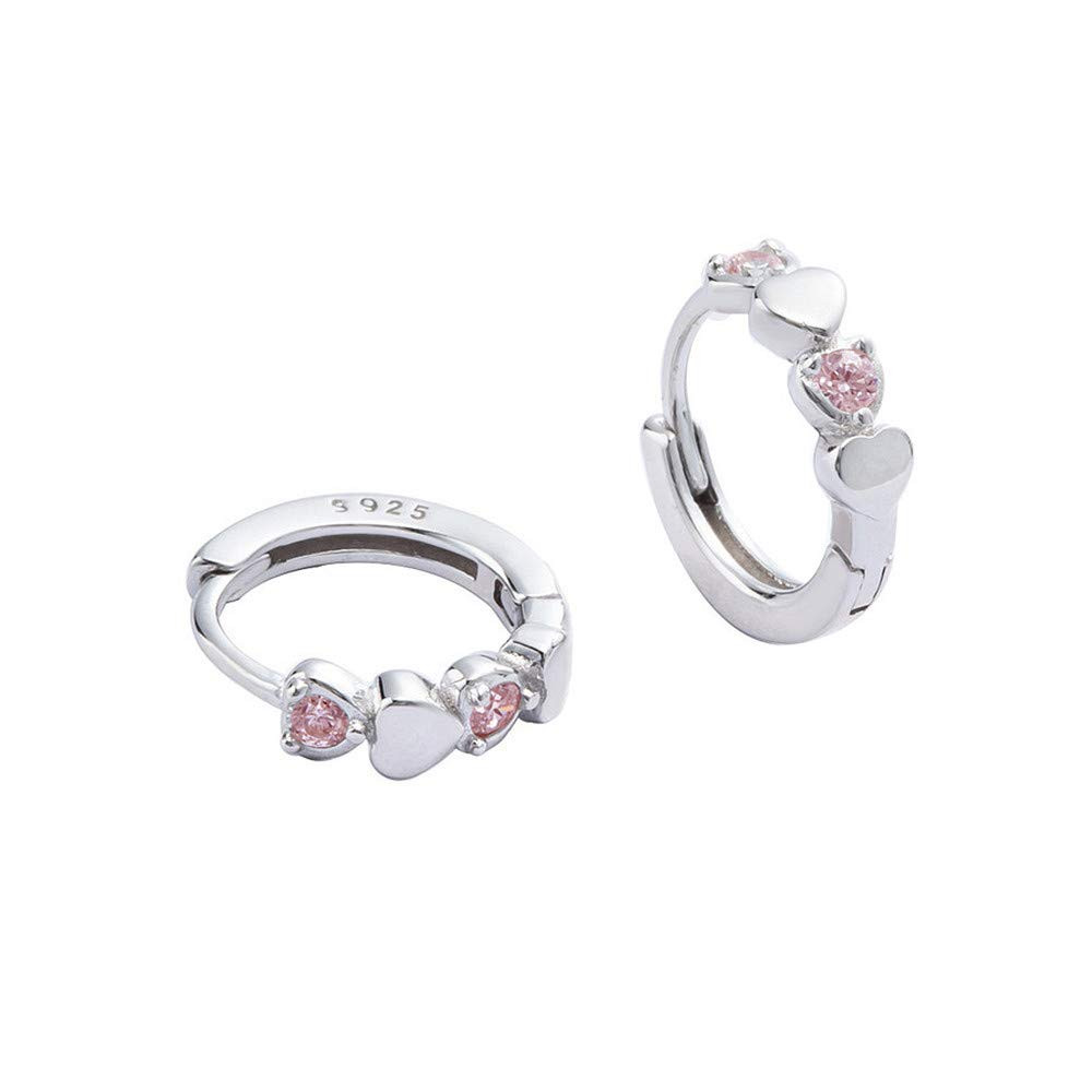 Double Love Heart Cubic Zirconia Small Hoop Earrings for Women Girls 925 Sterling Silver Hypoalle... | Amazon (US)