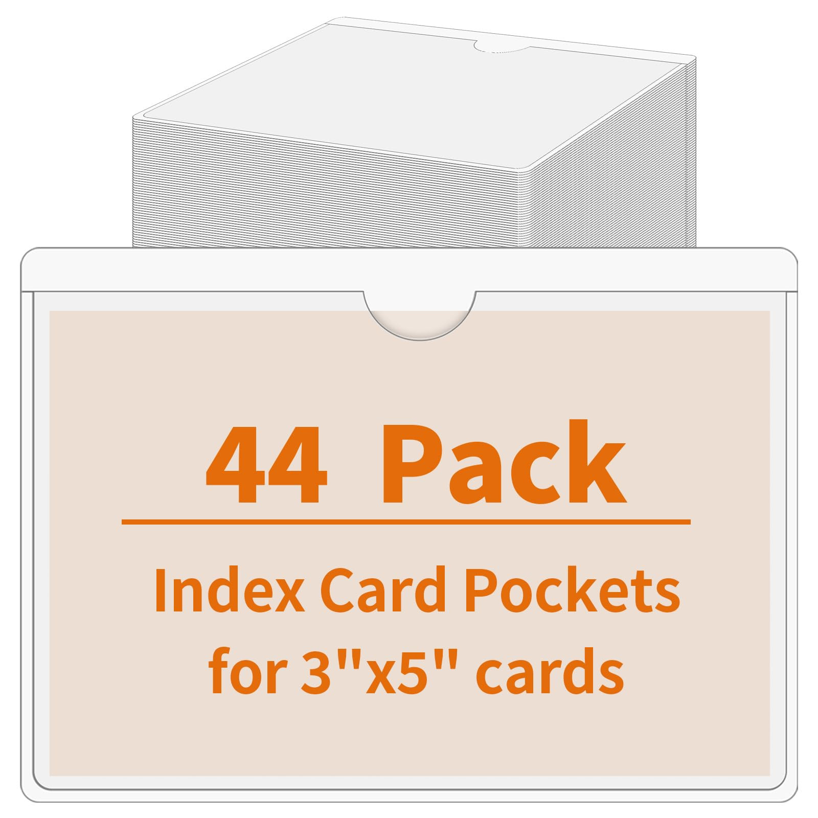 44 Pack Clear Adhesive Pockets, Labels Holder for Storage Bins, Index Card Holder 3x5 Inch, Plast... | Amazon (US)