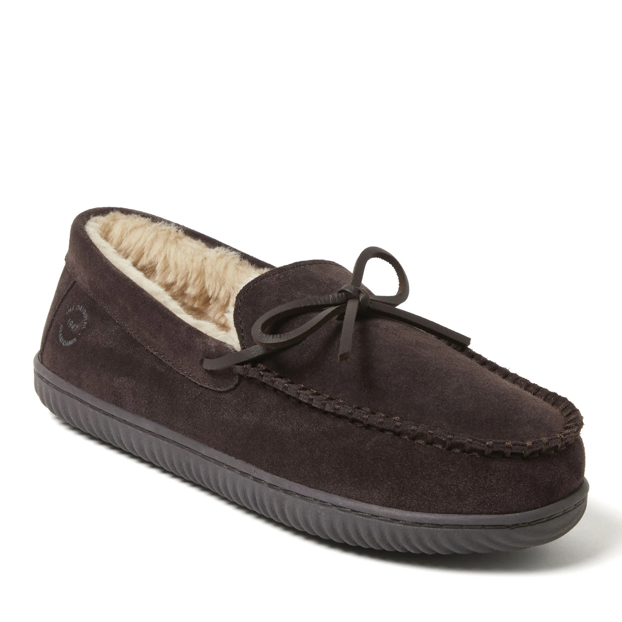 Dearfoams Men's Douglas Genuine Suede Moccasin House Shoe Slipper | Walmart (US)