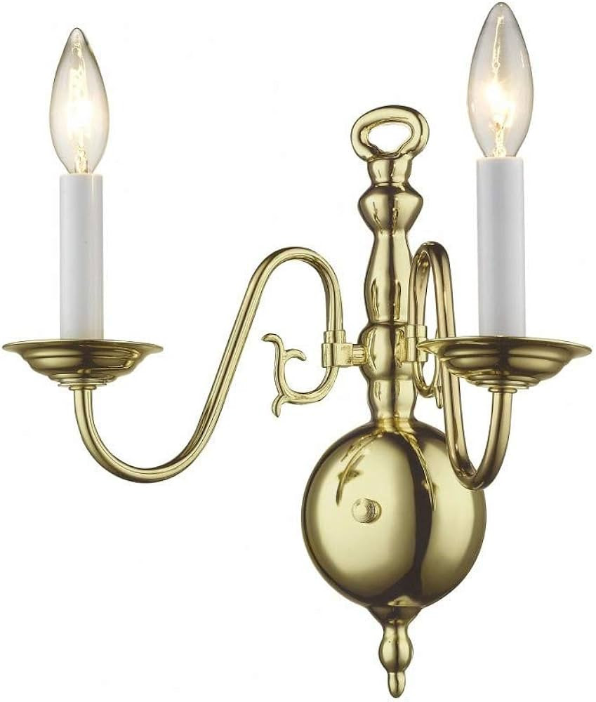 2 Light Traditional Steel Candle Wall Sconce-13 inches H by 12.75 inches W Polished Brass Brushed... | Amazon (US)