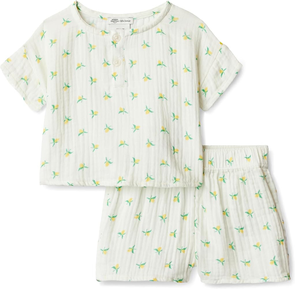 Amazon Essentials x Sofia Grainge Unisex Toddlers' and Babies Cotton Gauze Shirt & Shorts Play Se... | Amazon (US)