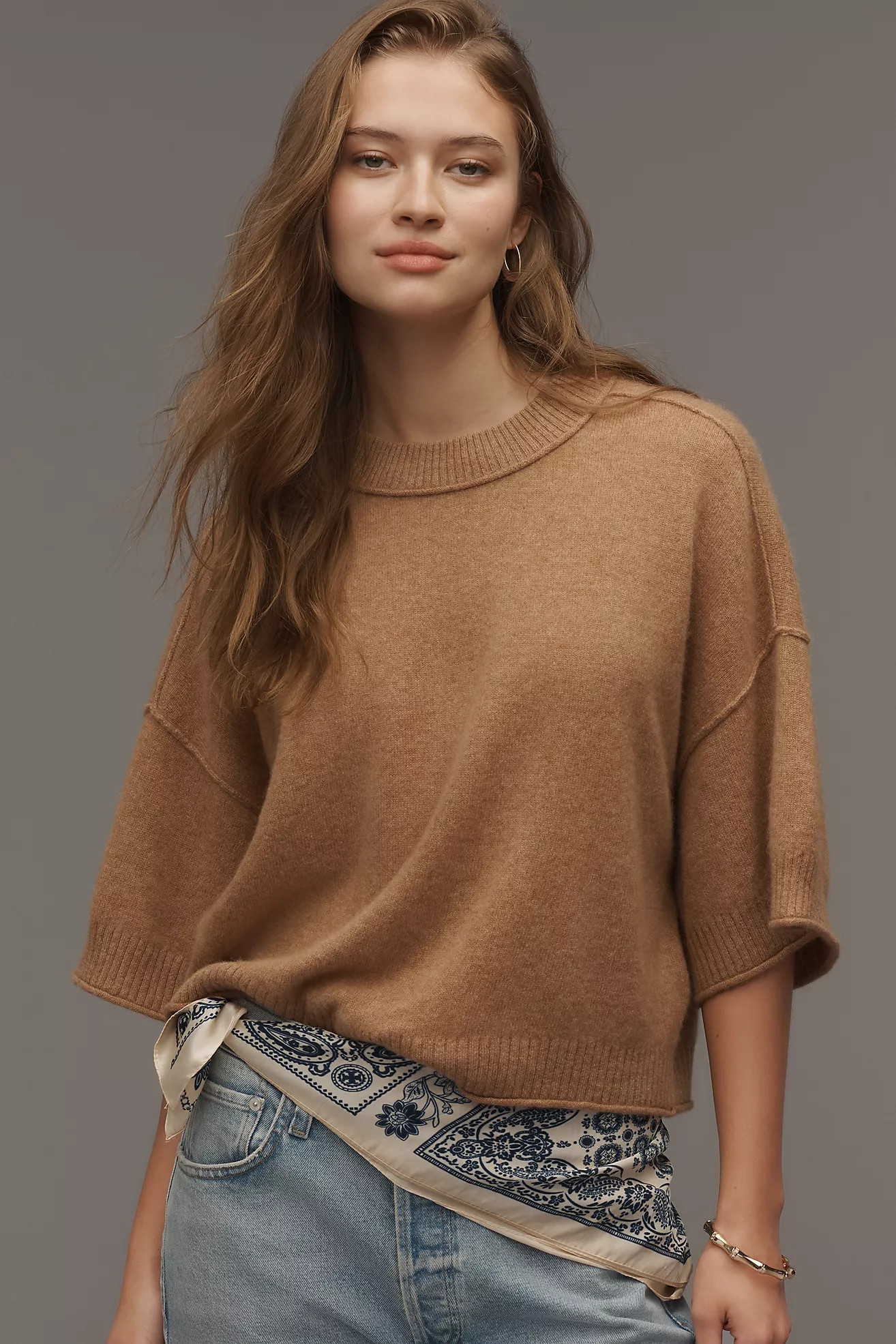 The Goldie Crew-Neck Cashmere Sweater | Anthropologie (US)