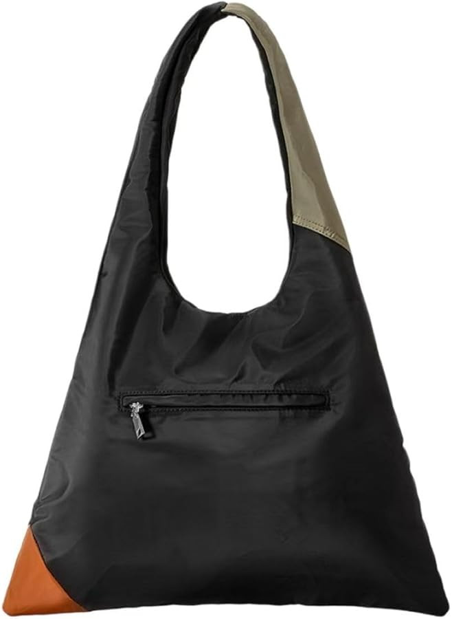 Small niche design large capacity tote bag, nylon triangular handbag, contrasting splicing should... | Amazon (US)