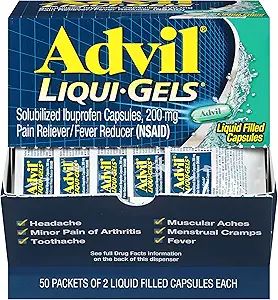 Advil Liqui-Gels Pain Reliever and Fever Reducer, Pain Medicine for Adults with Ibuprofen 200mg f... | Amazon (US)
