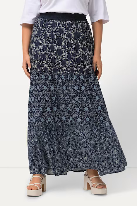 Tiered Mixed Pattern Skirt | Ulla Popken - US