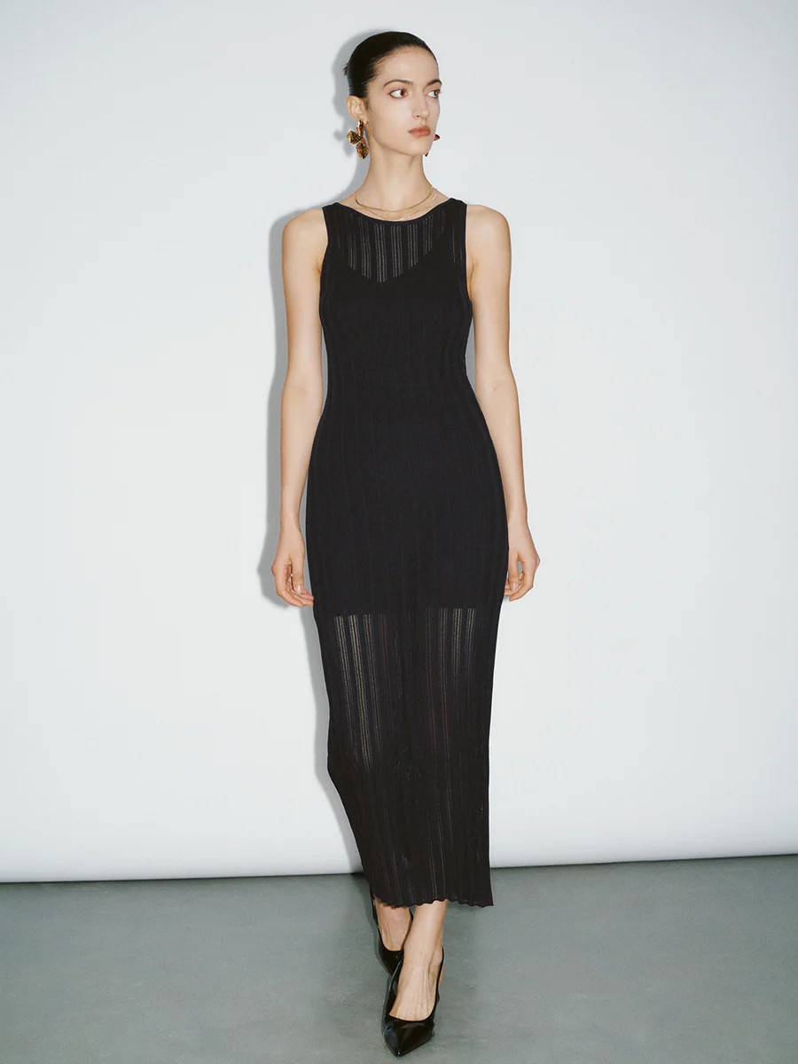 Boat Neck Skinny Knitted Dress | Urban Revivo