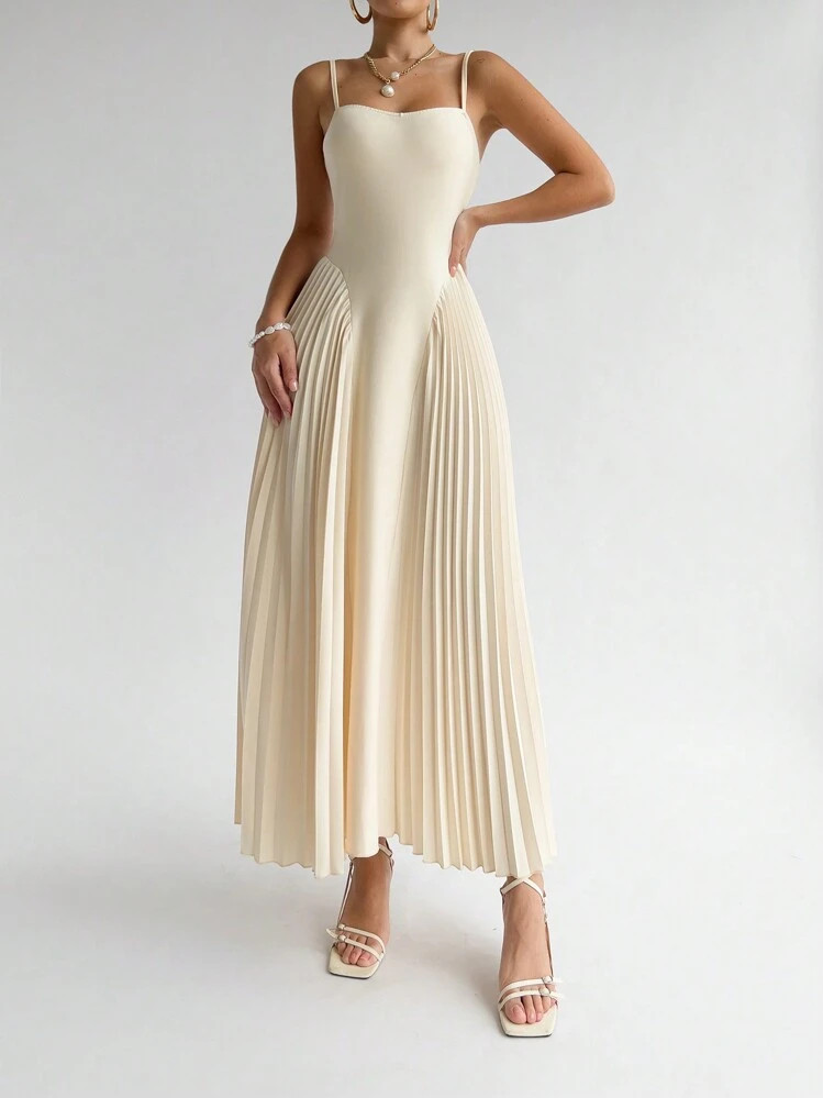 Firerie Women's Summer Daily Elegant Holiday Date Party Pleated Strap Mid-Length Dress | SHEIN