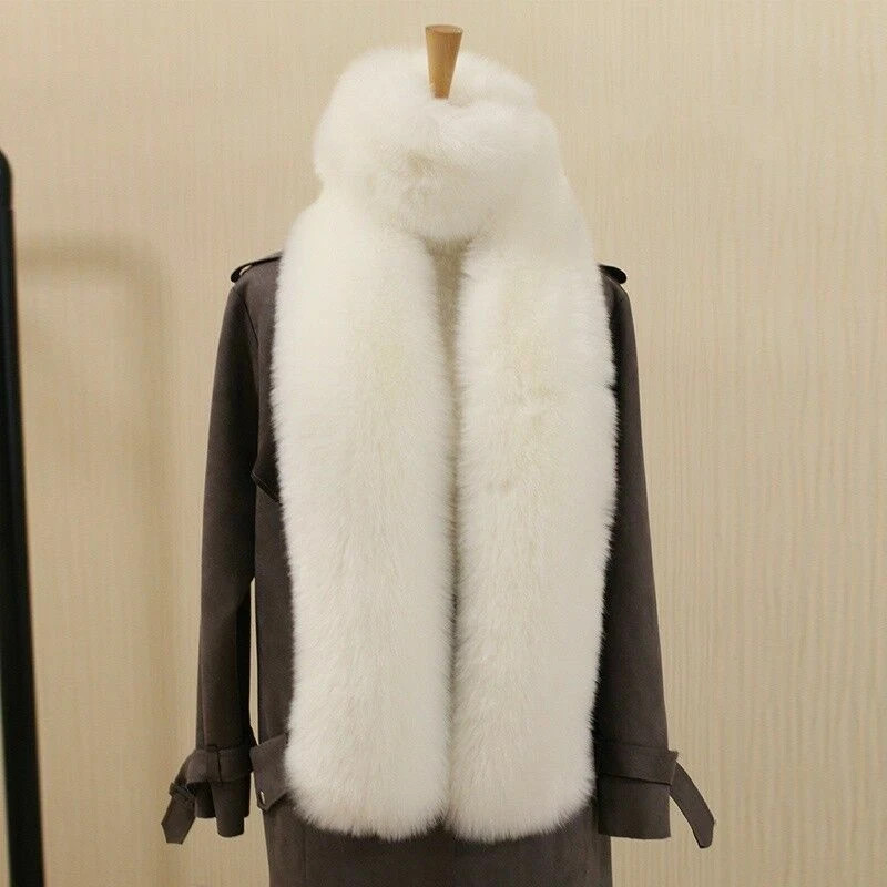 Women Faux Fox Fur Scarf Long Soft Collar Shawl Wrap Stole Fluffy Furry Warm | eBay US