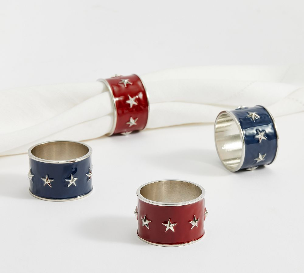 Americana Star Enamel Napkin Rings - Mixed Set of 4 | Pottery Barn (US)