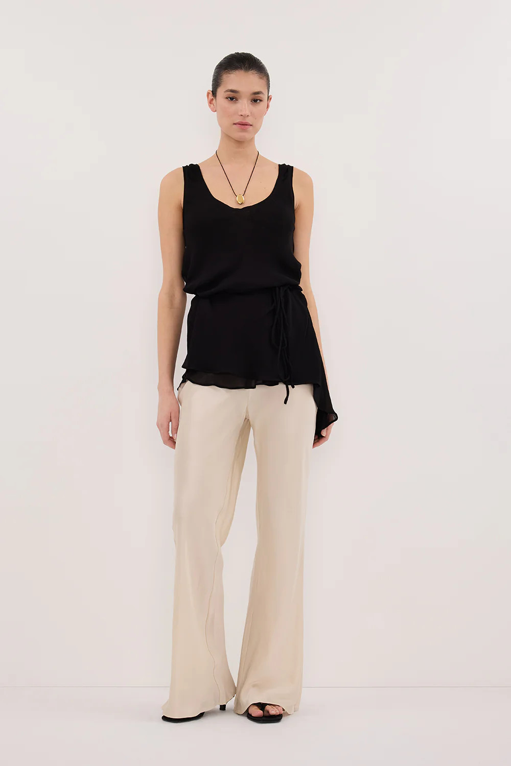 KYRA SANDSTONE SILK BIAS PANTS | DISSH