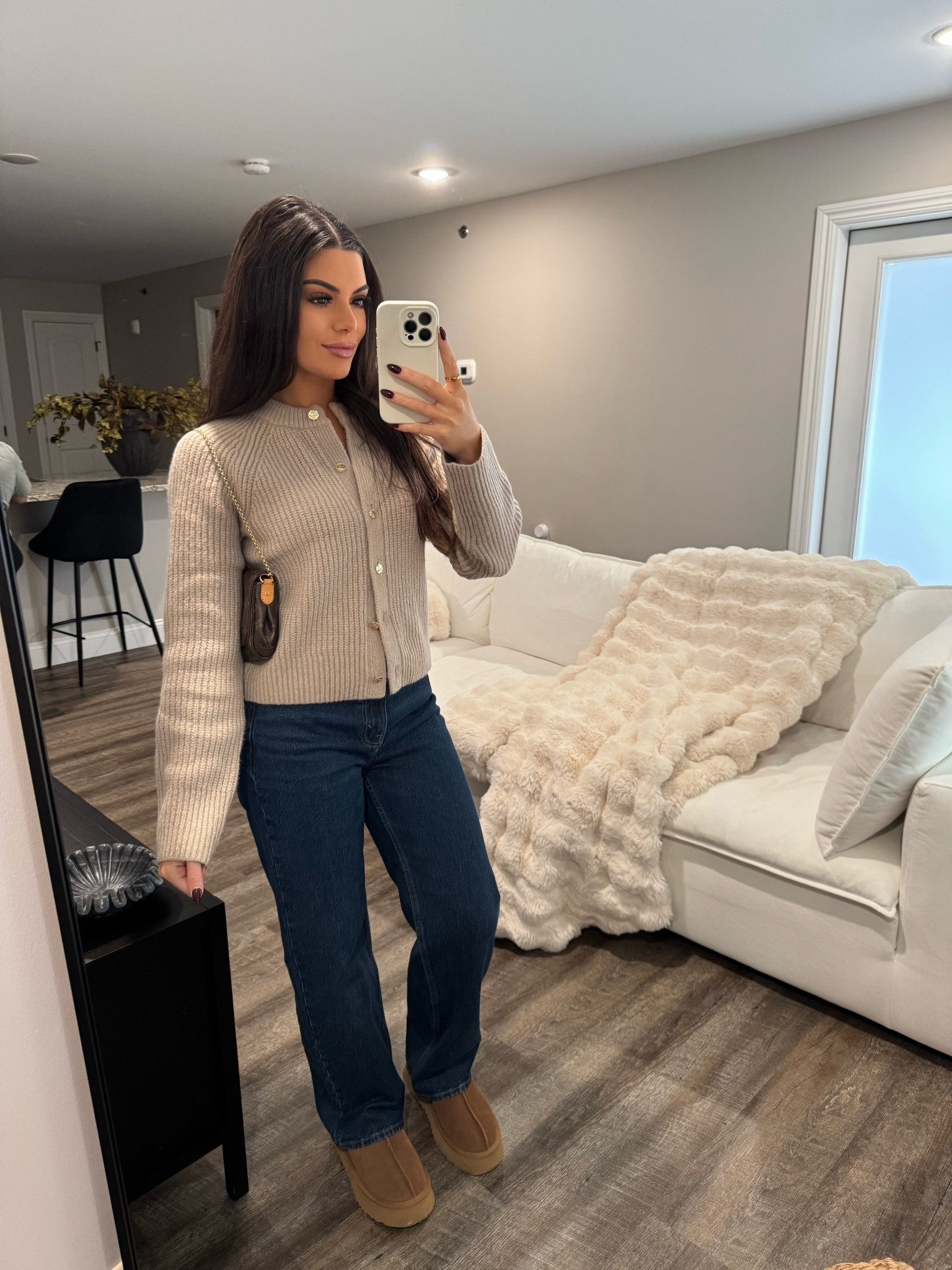 Abercrombie jeans, cardigan outfit, Ugg outfit, platform Uggs 

#LTKStyleTip #LTKSeasonal #LTKFindsUnder100