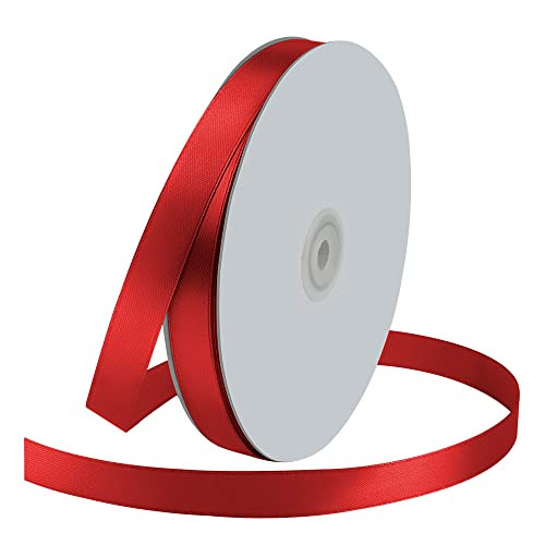 5/8" Wide x 100 Yards Single Face Polyester Satin Ribbon, Satin Ribbon for Crafts, Gift, Hair Bows, Wedding Party Decoration, Bow Making & Other Projects (Red) | Amazon (US)