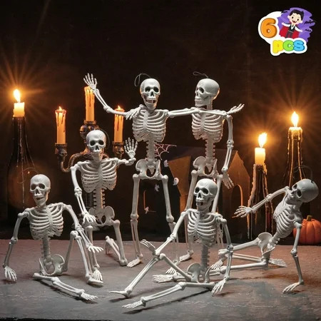 Syncfun 6 Pcs Skeleton Halloween Decorations,16 Inch Full Body Poseable Skeleton with Movable Joints for Halloween Indoor Outdoor Party,Graveyard,Haunted House Accessories | Walmart (US)
