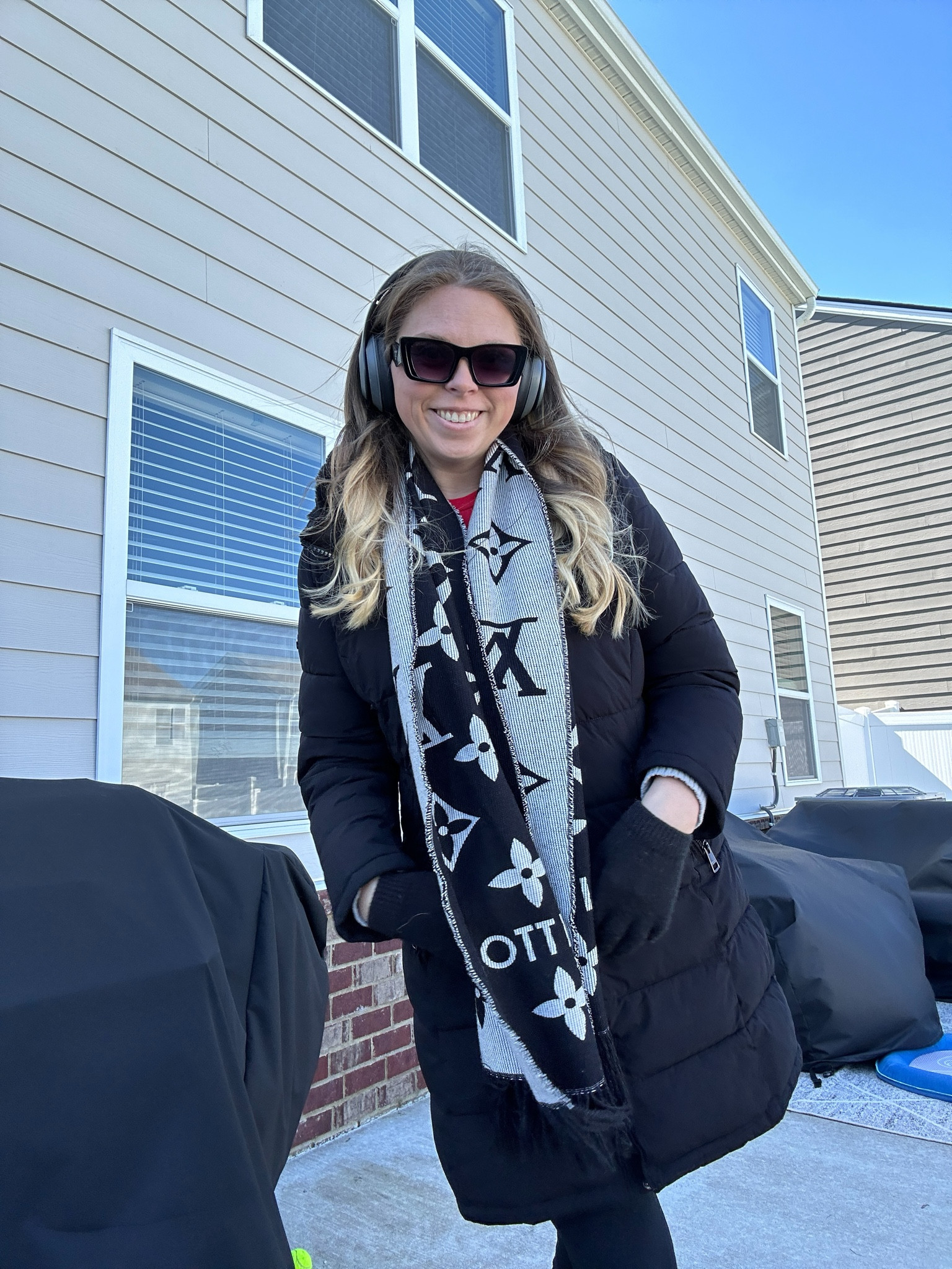 It is absolutely freezing today in Nashville ❄️ exact links to the scarf and sunglasses on DH gate! 

#LTKstyletip #LTKSeasonal