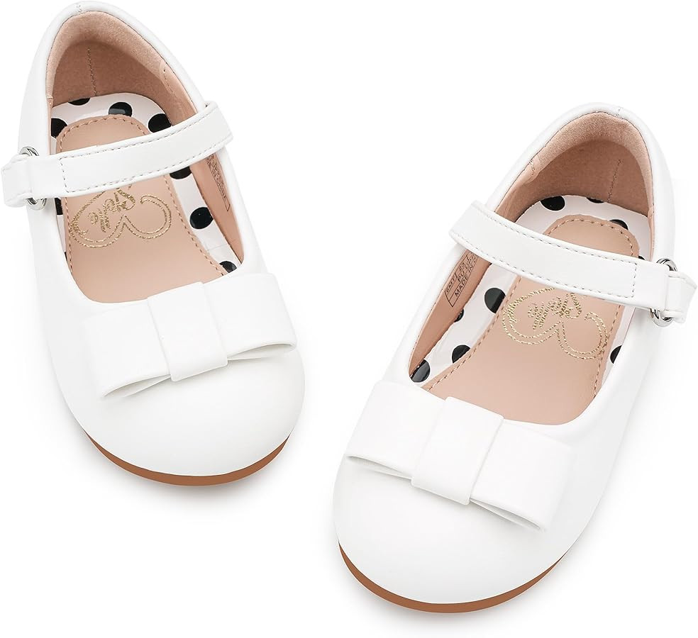 Stelle Girls Dress Shoes Toddler Mary Jane Shoes Flats with Bow for Toddler/Little/Big Kids | Amazon (US)