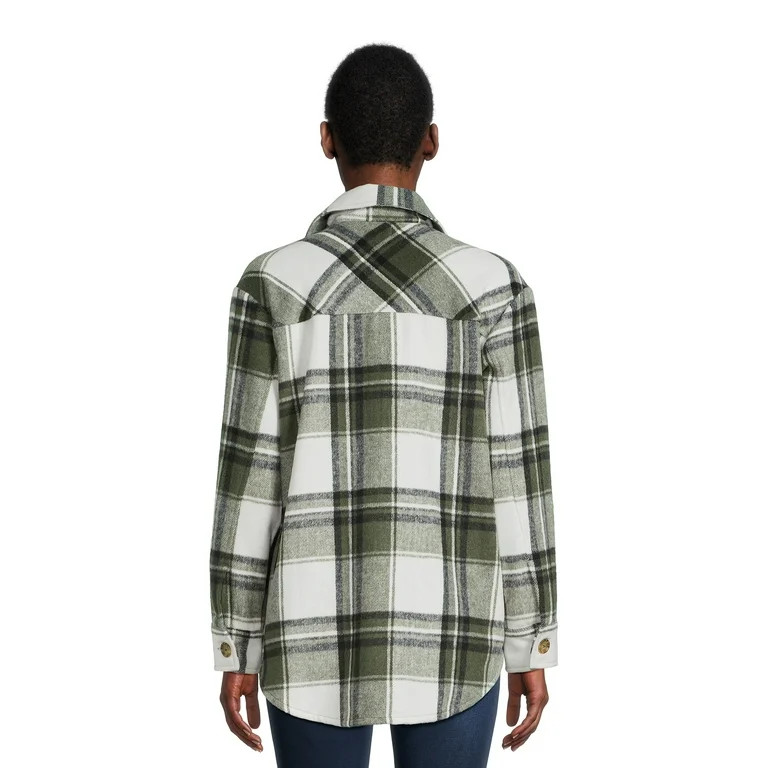Time and Tru Women's Plaid Button Down Shacket, Sizes XS-XXXL | Walmart (US)
