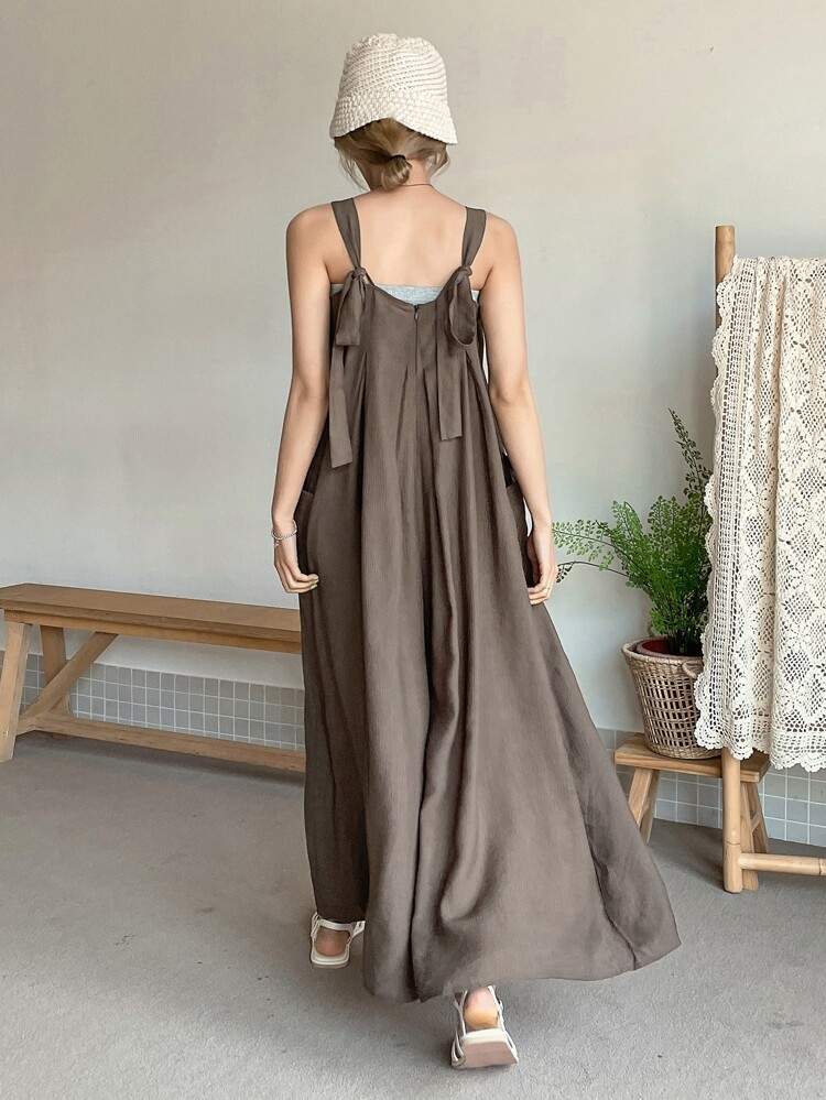 DAZY Dual Pocket Tie Back Zipper Cami Jumpsuit | SHEIN
