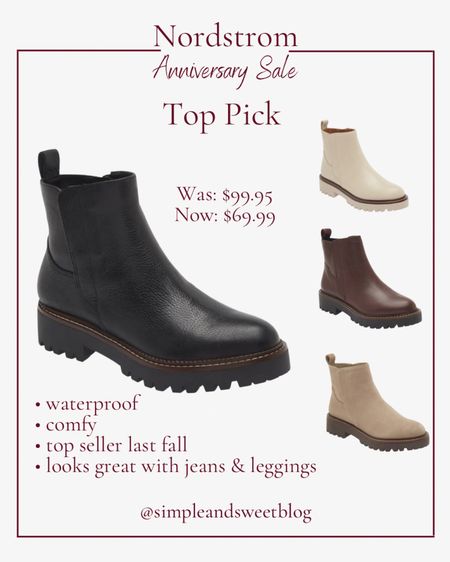 If there were only one item I could buy at the Nordstrom sale it would be these boots. They are so comfortable, waterproof, and look great with both leggings and jeans. They were a top seller last year and I’m so happy they restocked for the fall.

#LTKunder50 #LTKshoecrush #LTKxNSale